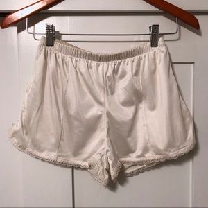 Satin material white shorts
